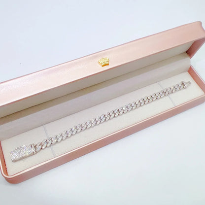 8mm Double-Row Moissanite Cuban Link Chain – S925 Sterling Silver Iced-Out Hip Hop Streetwear Necklace - CaratixJewelry