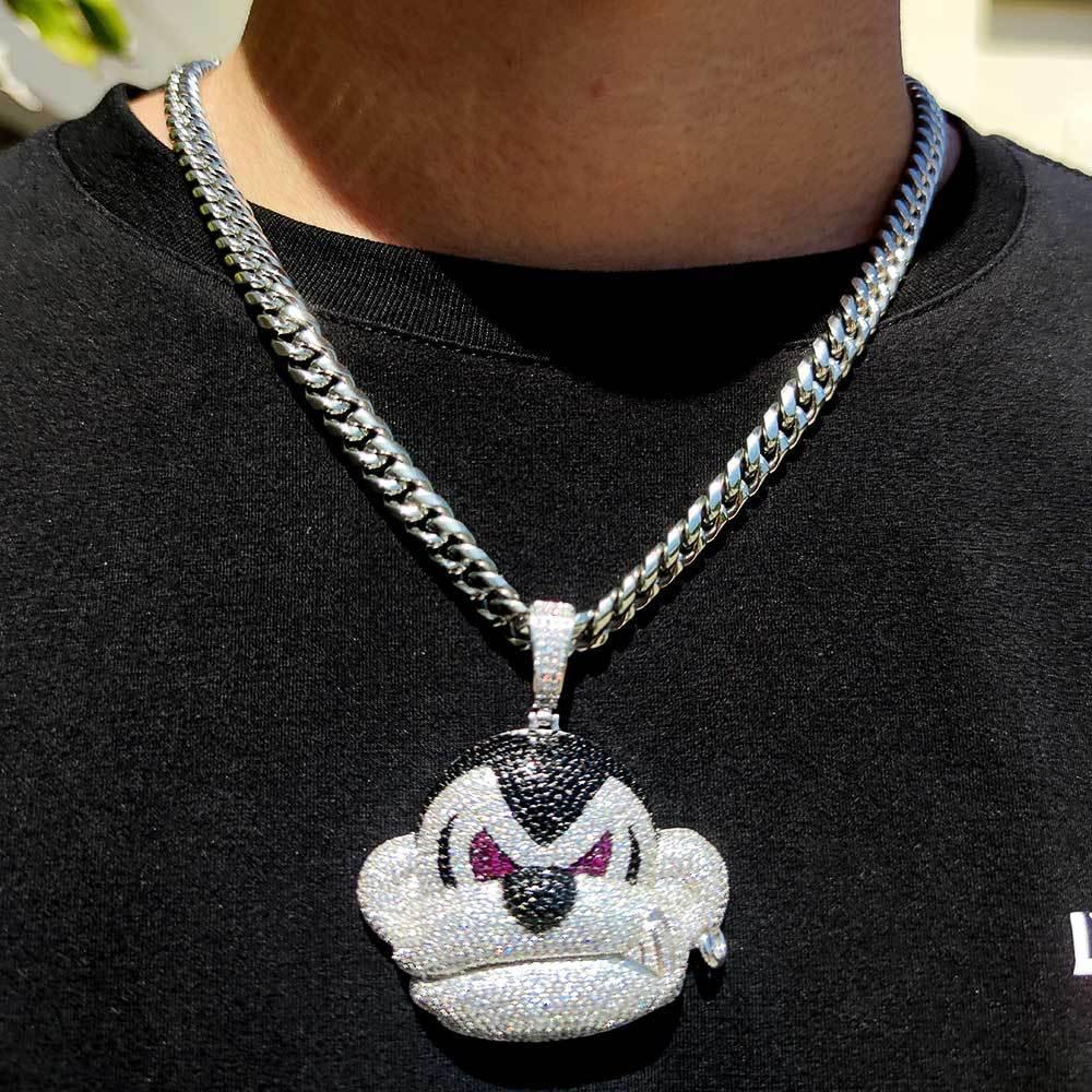 Street Gorilla Pendant Necklace with Copper Frame and Zircon Stones, Gold Plated for Men | Caratix Jewelry - CaratixJewelry