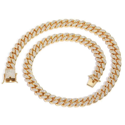 12mm Iced Out Cuban Chain High Quality Zircon Rapper Necklace - CaratixJewelry