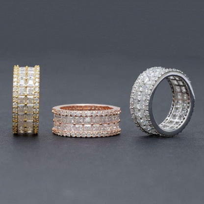 D-Color Princess-Cut Moissanite Ring | S925 Silver Unisex Iced Out Hip Hop Jewelry - CaratixJewelry