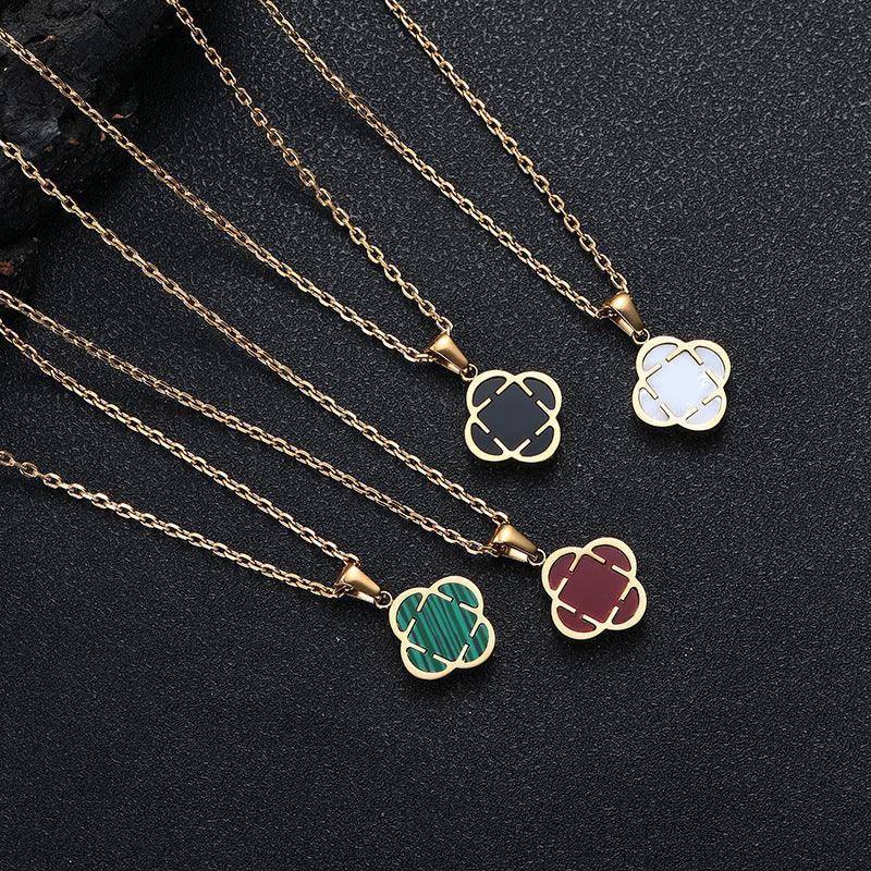 Minimal Floral Charm Pendant Necklace Stainless Steel for Women | Caratix Jewelry - CaratixJewelry
