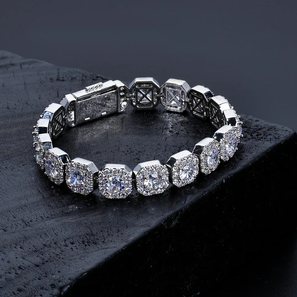 10mm Square Tennis Chain Iced-Out Zircon Bracelet for Men | Caratix Jewelry - CaratixJewelry