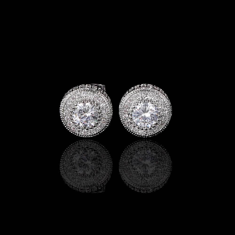 Round Full Zircon Stud Earrings for Men and Women | Trendy Hip Hop Jewelry | Caratix Jewelry - CaratixJewelry