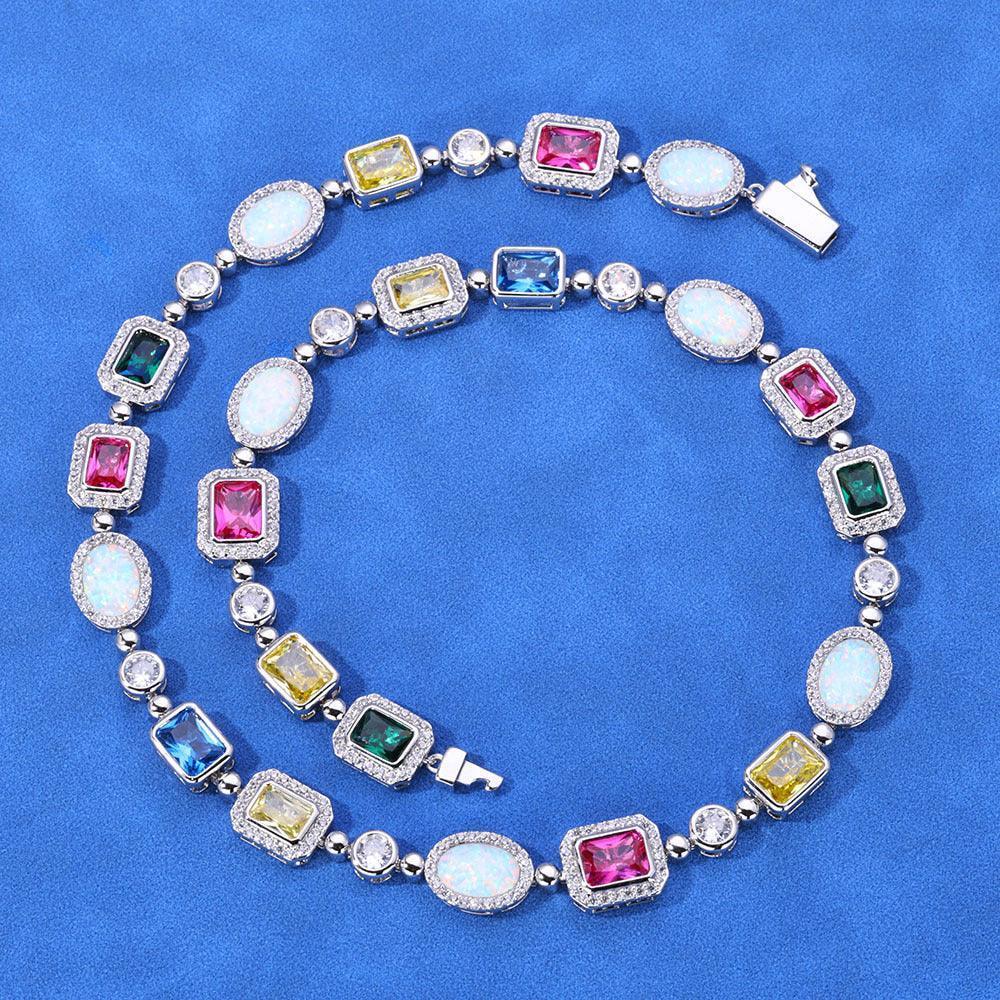 Custom Colorful Gemstone Iced Out Chain for Women Rapper | Caratix - CaratixJewelry