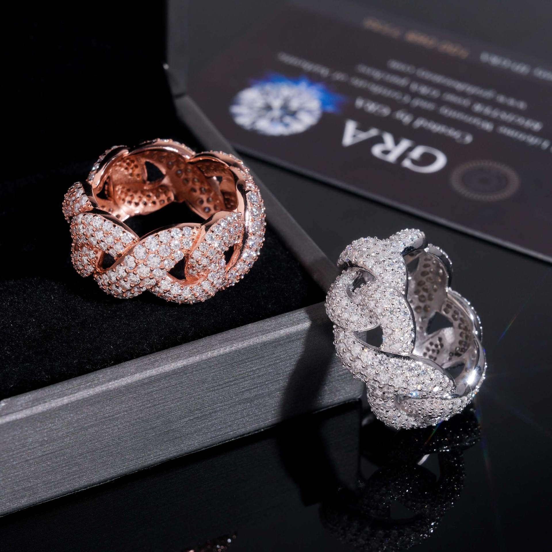 D-Color Moissanite Figure-Eight Ring | S925 Silver Unisex Iced Out Fashion Jewelry - CaratixJewelry