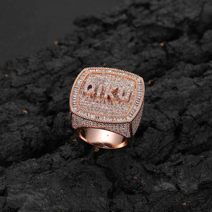Custom DIY Alphabet Zircon Ring for Men | Trendy Hip Hop Jewelry with Copper Setting | Caratix Jewelry - CaratixJewelry