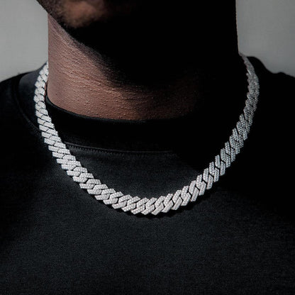 12mm Double Row Iced Out Cuban Chain Zircon Hip Hop Necklace - CaratixJewelry