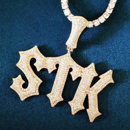 Spiked Iced Out Letter Pendant | CZ Hip Hop DIY Custom Initial Necklace - CaratixJewelry