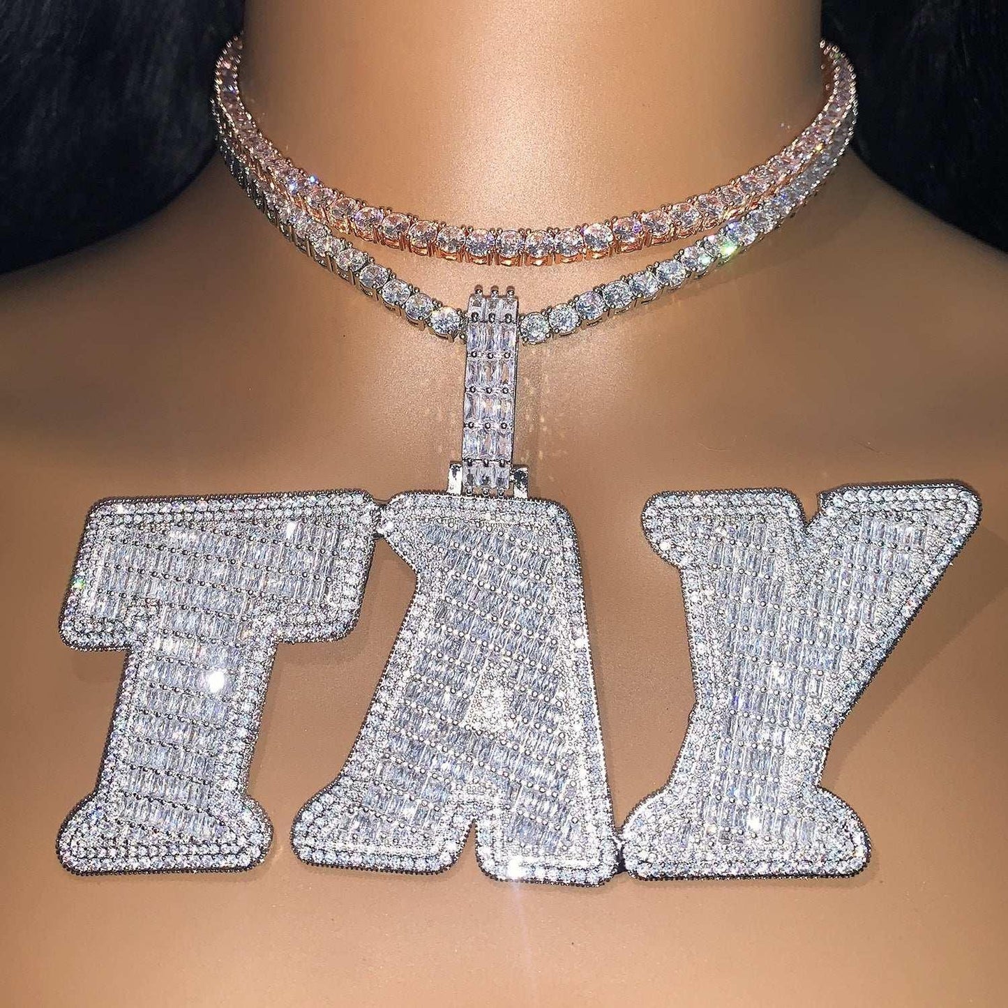 Iced Out Letter Pendant | CZ Hip Hop Personalized Initial Necklace Jewelry - CaratixJewelry