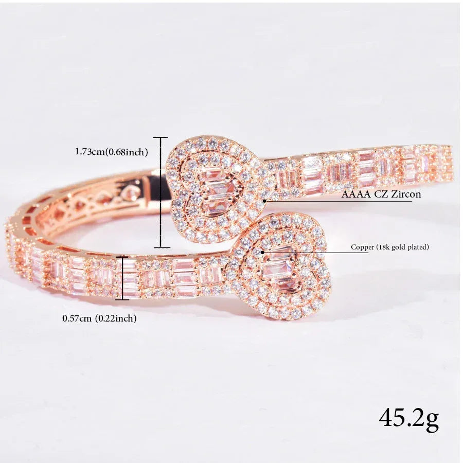 Heart Bracelet with Copper & Zircon | Hip Hop Jewelry without Spring Clasp | Caratix Jewelry - CaratixJewelry