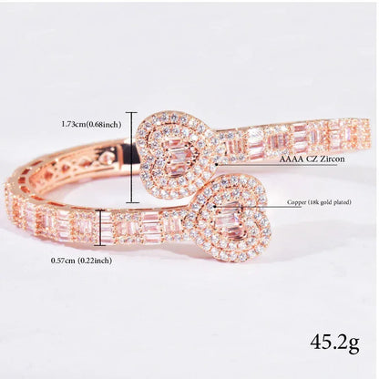 Heart Bracelet with Copper & Zircon | Hip Hop Jewelry without Spring Clasp | Caratix Jewelry - CaratixJewelry