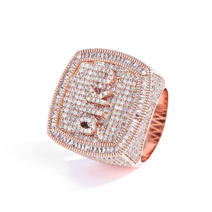 Custom DIY Alphabet Zircon Ring for Men | Trendy Hip Hop Jewelry with Copper Setting | Caratix Jewelry - CaratixJewelry