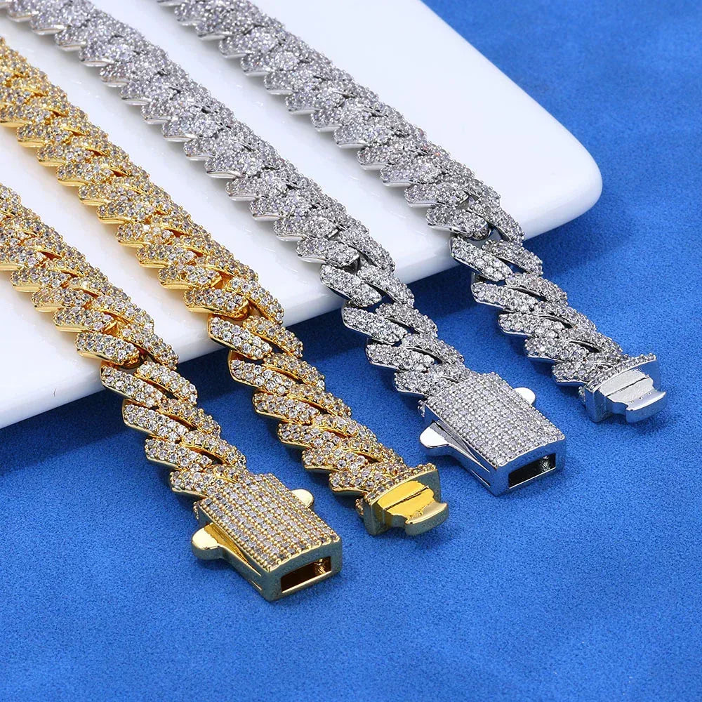 8mm Double-Row Moissanite Cuban Link Chain for Men – S925 Sterling Silver Custom Luxury Hip Hop Necklace - CaratixJewelry