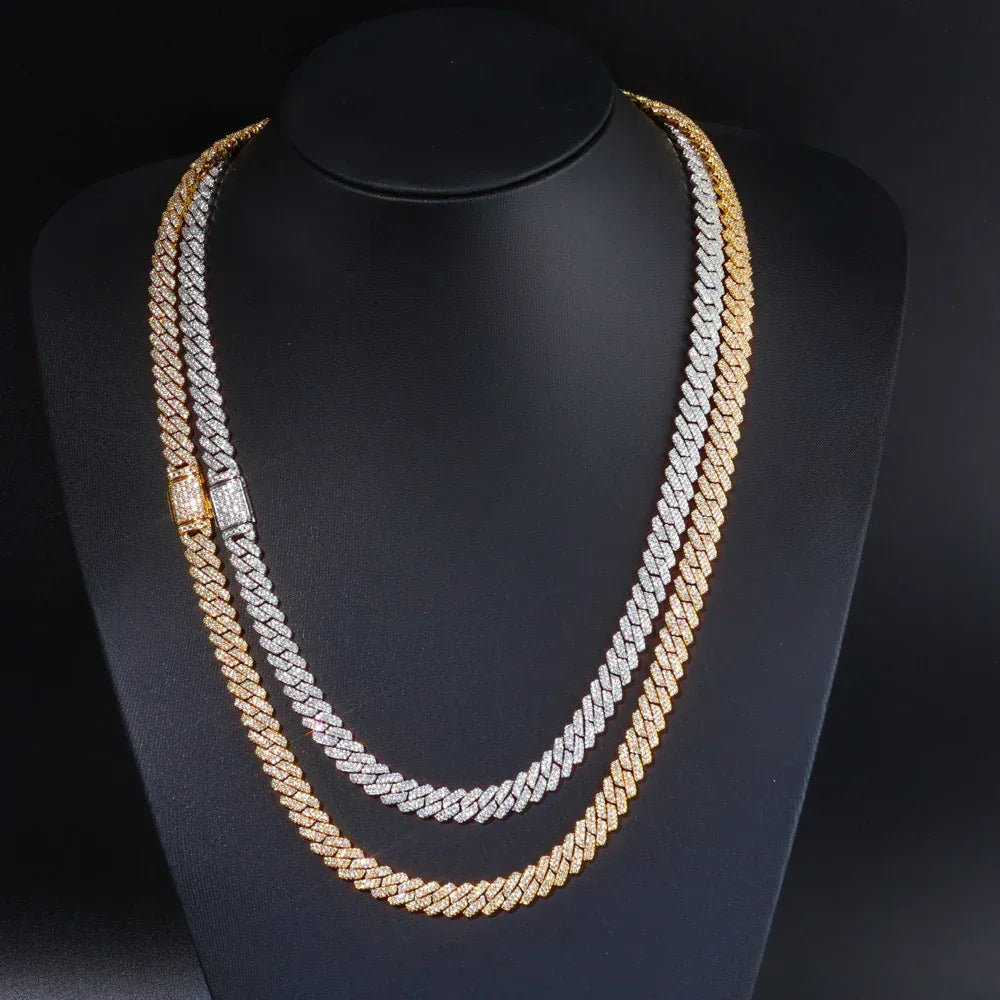 8mm Double-Row Moissanite Cuban Link Chain – S925 Sterling Silver Iced-Out Luxury Hip Hop Men’s Statement Necklace - CaratixJewelry
