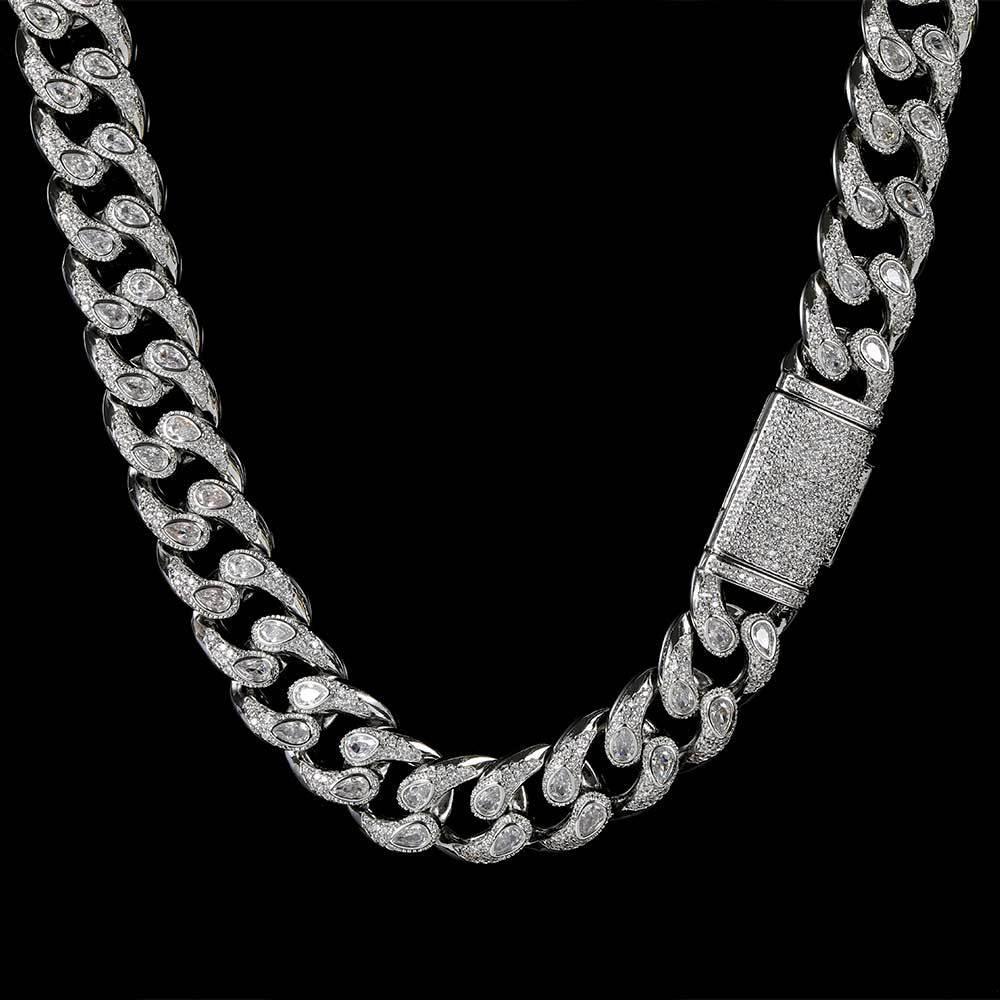 16mm Eyeglass Link Cuban Chain Necklace Zircon - CaratixJewelry