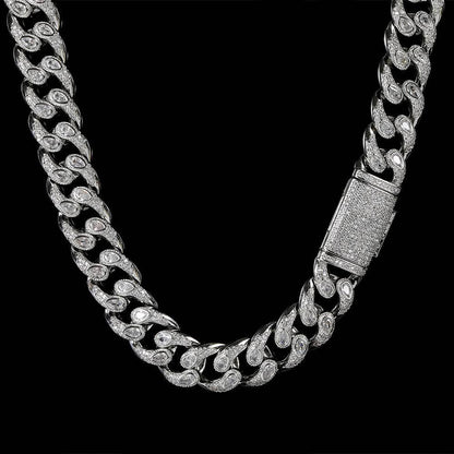 16mm Eyeglass Link Cuban Chain Necklace Zircon - CaratixJewelry