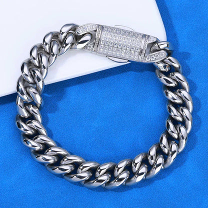 12mm Rounded Cuban Chain Bracelet for Men | Caratix Jewelry - CaratixJewelry