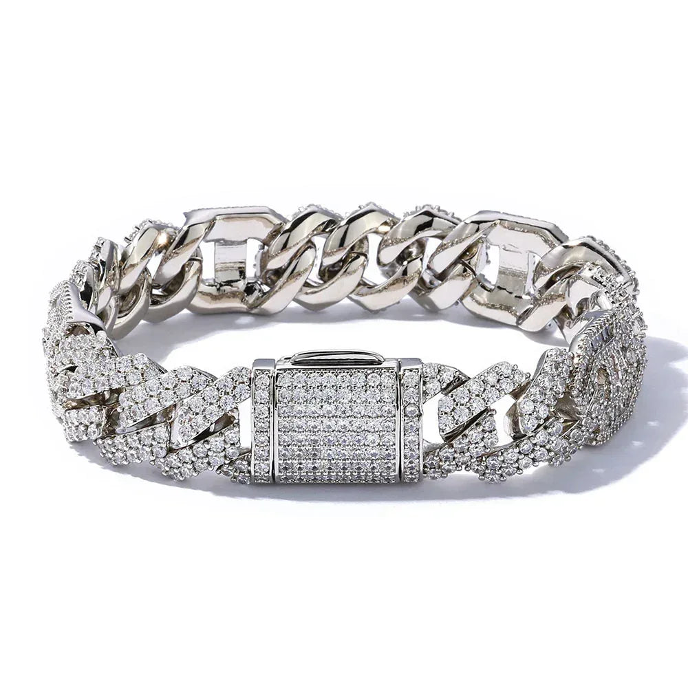 Custom 15mm Mariner Rhombus Cuban Bracelet Iced Out Jewelry | Caratix - CaratixJewelry