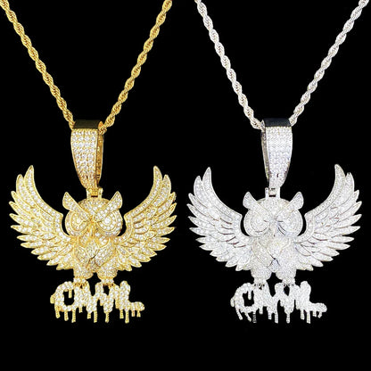 Vintage Eagle Spirit Pendant | Men's Retro Punk Necklace | Distressed Real Copper Hawk Charm - CaratixJewelry