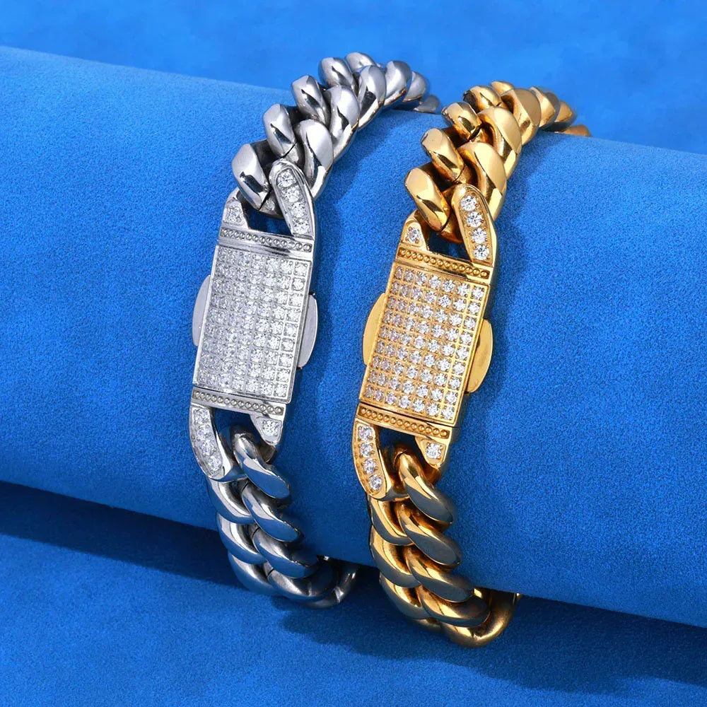 12mm Rounded Cuban Chain Bracelet for Men | Caratix Jewelry - CaratixJewelry