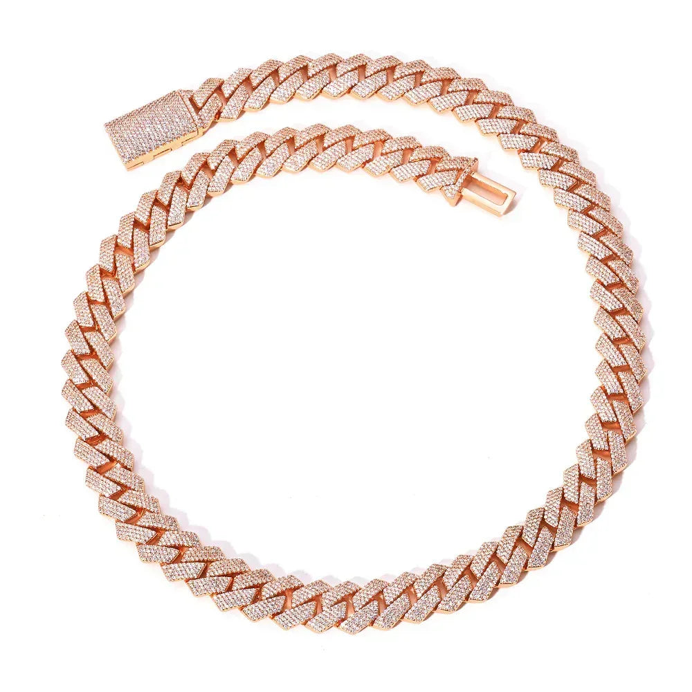 15mm -Cut Moissanite Cuban Link Chain – S925 Sterling Silver Iced-Out Hip Hop Men’s Luxury Streetwear Necklace - CaratixJewelry