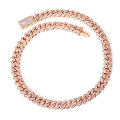 15mm 4-Row Full Zircon Iced Out Cuban Chain Necklace for Men | Caratix Jewelry - CaratixJewelry