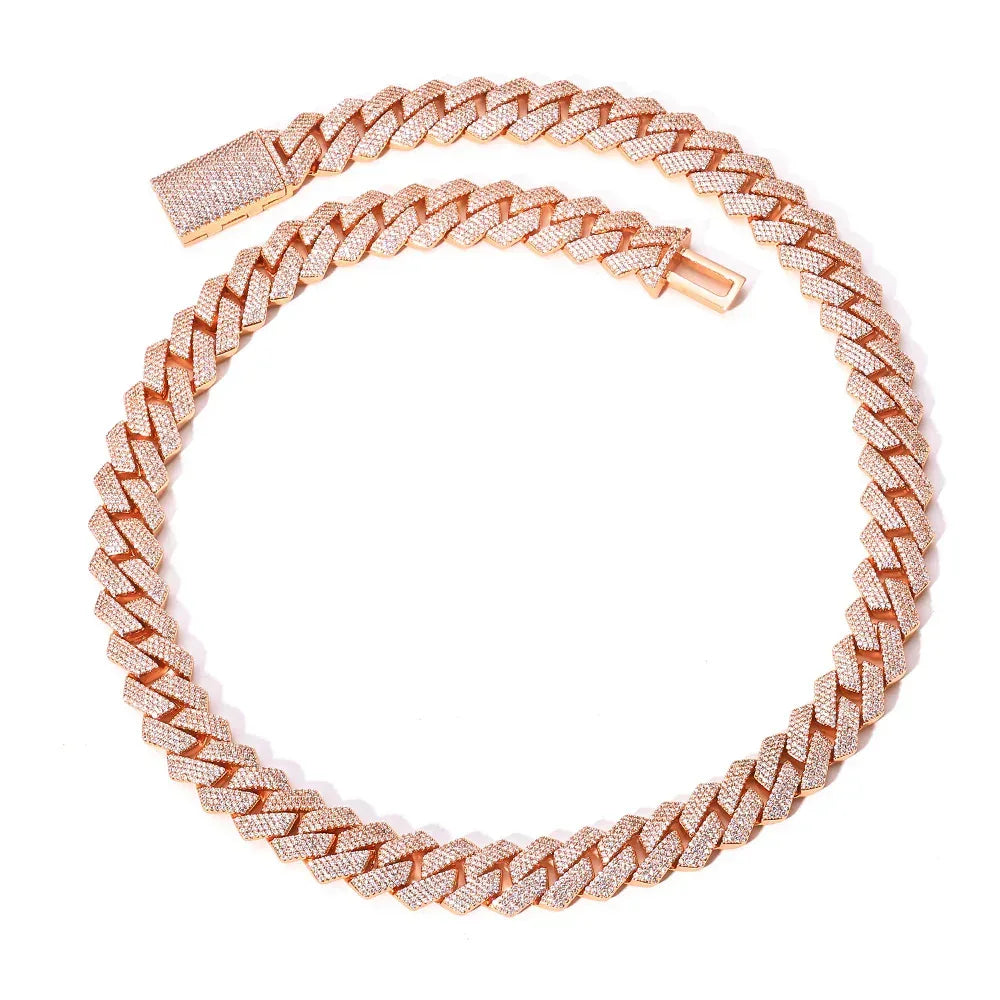 Custom 15mm 4 Row Rhombus Cuban Link Chain Bracelet | Caratix - CaratixJewelry