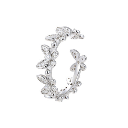 Dainty Moissanite Butterfly Ring 925 Silver Open | Caratix