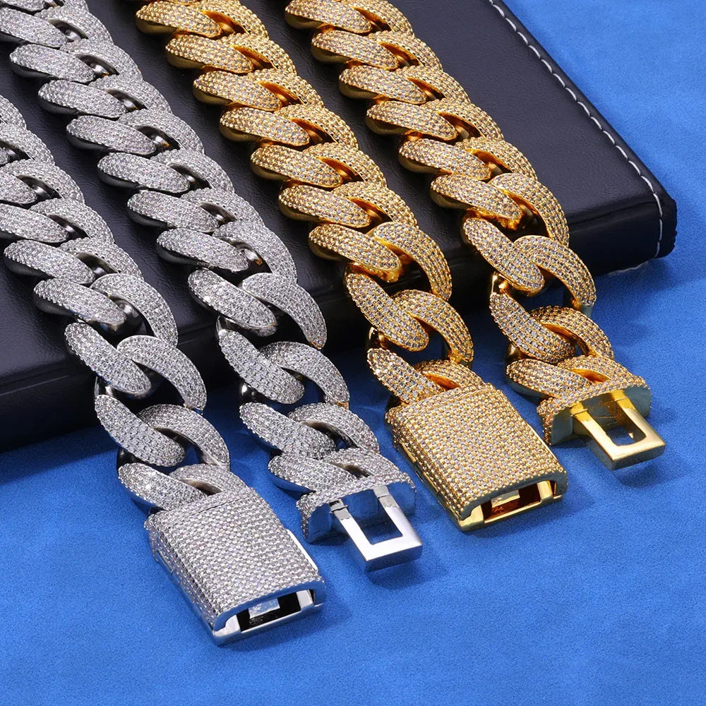 20mm Four-Row Bubble Cuban Link Necklace Zircon - CaratixJewelry