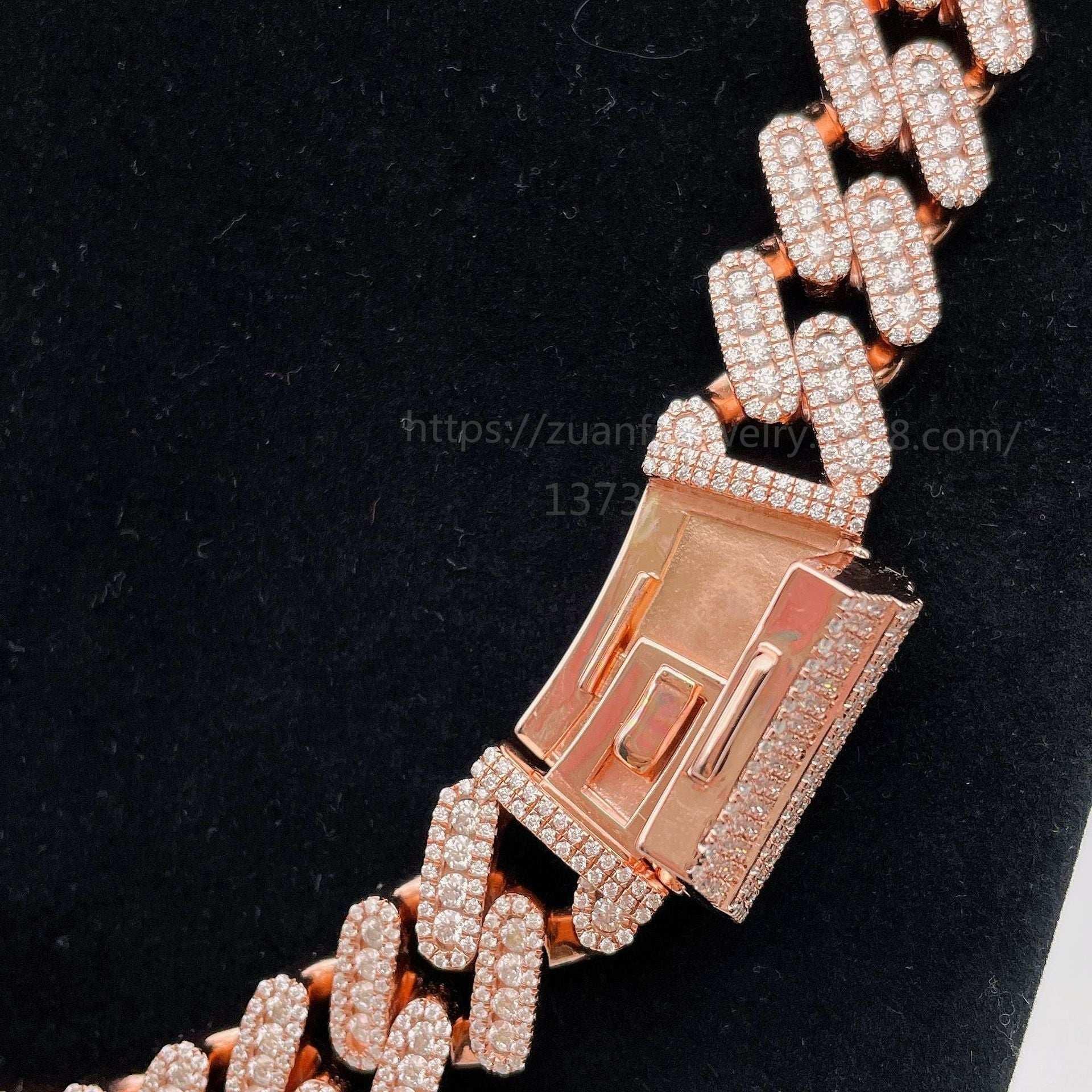 15mm Moissanite Cuban Link Necklace | S925 Silver Iced Out Hip Hop Chain - CaratixJewelry