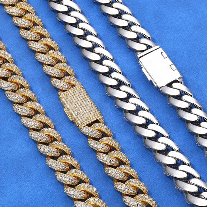 Bold Moissanite Cuban Link Chain – S925 Sterling Silver Iced-Out Hip Hop Men’s Luxury Statement Streetwear Necklace - CaratixJewelry