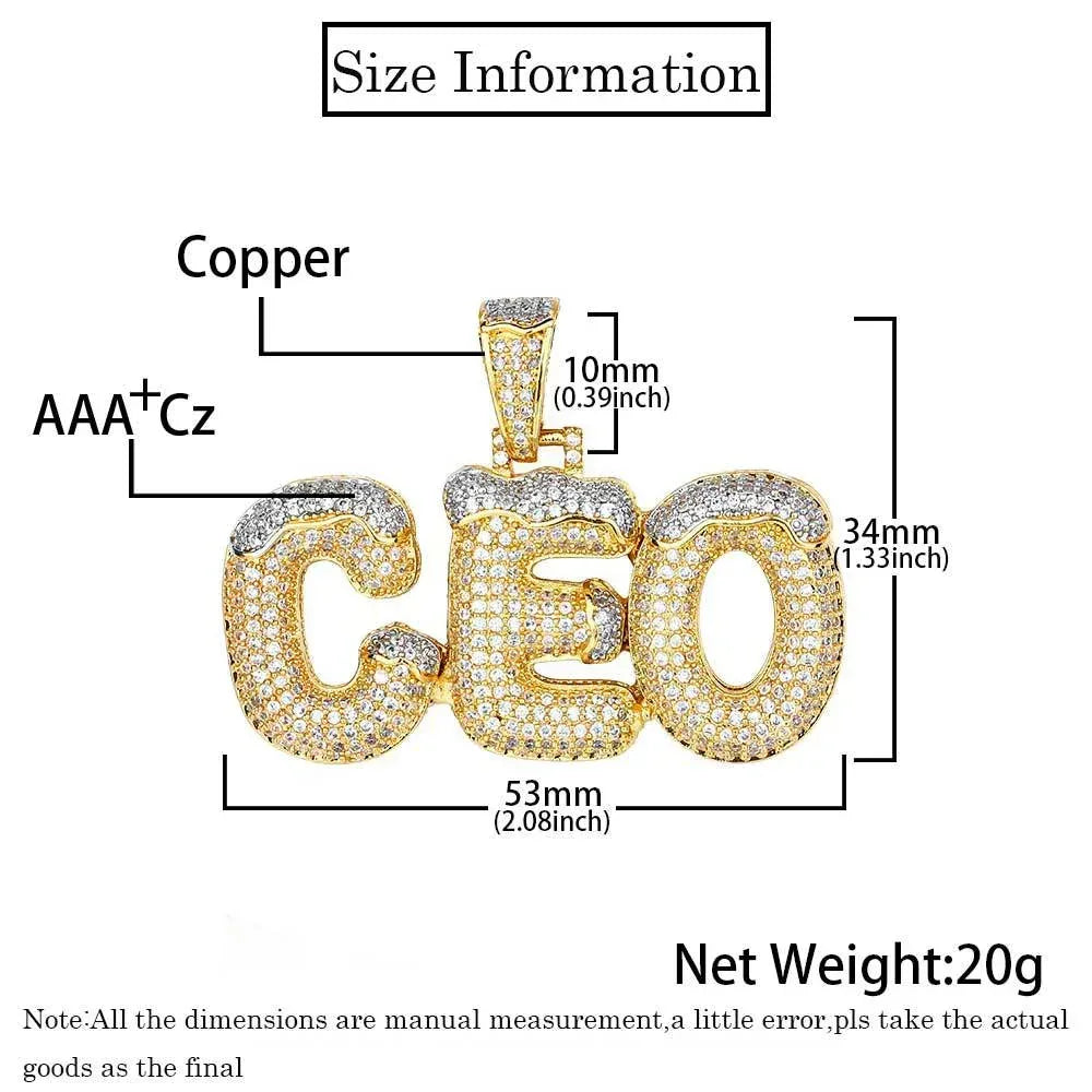 DIY Christmas Letter Pendant Necklace with Zircon Stones for Men | Caratix Jewelry - CaratixJewelry