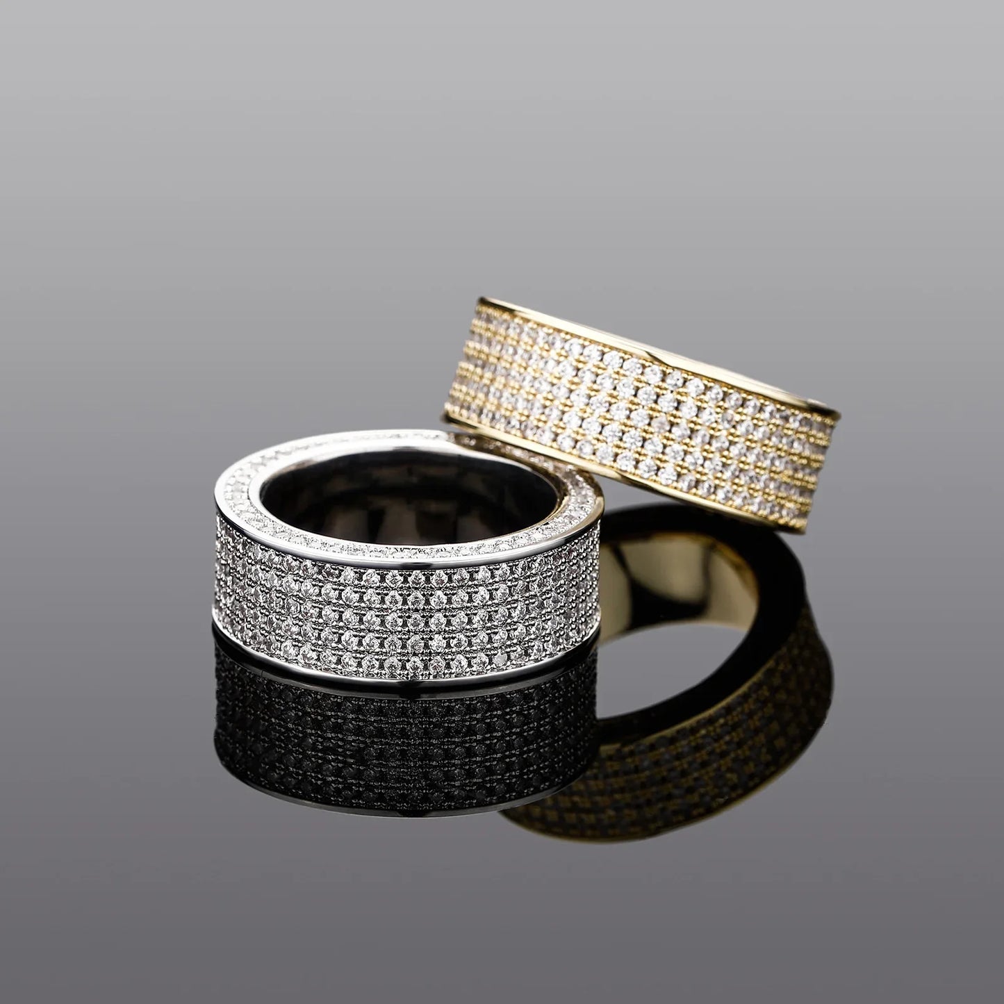 Five-Row Iced Out Band | Unisex Cold Aesthetic Micro-Pave Ring | Caratix