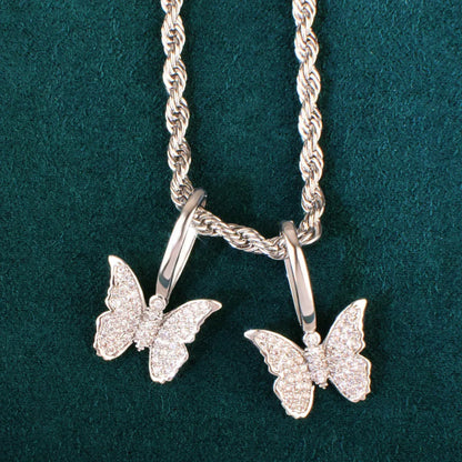 Mini Butterfly Pendant Necklace | CZ Hip Hop Unisex Streetwear Jewelry - CaratixJewelry
