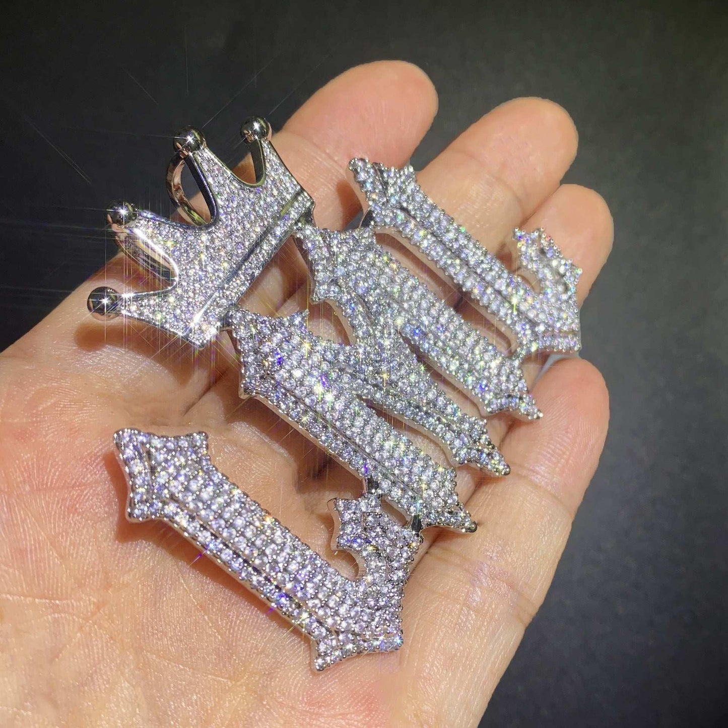 Spiked Iced Out Letter Pendant | Hip Hop DIY CZ Initial Necklace Jewelry - CaratixJewelry