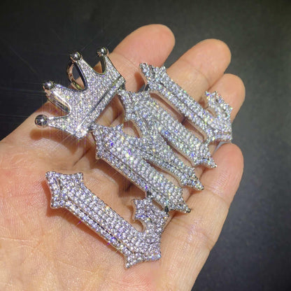 Spiked Iced Out Letter Pendant | Hip Hop DIY CZ Initial Necklace Jewelry - CaratixJewelry