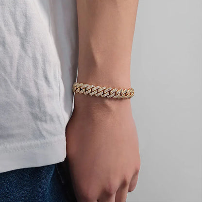 Gold Chain 10mm S925 Silver Single Row CZ Cuban Link Bracelet – Custom Rapper Jewelry for Men | Caratix Jewelry - CaratixJewelry