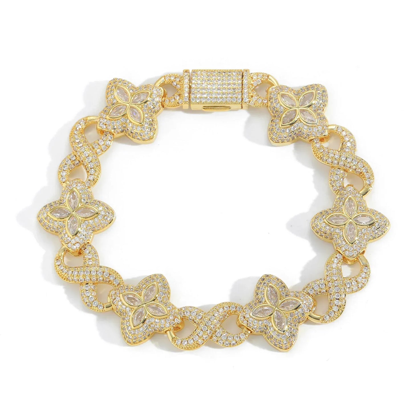 Unisex Infinity Clover 5A Zircon Bracelet | High-End Infinity Lucky Charm | Premium Hip Hop Bling | Caratix - CaratixJewelry