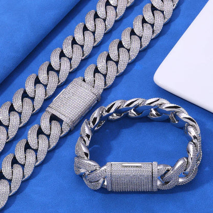 20mm Four-Row Bubble Cuban Link Necklace Zircon - CaratixJewelry