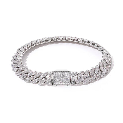 Custom 8mm Rhombus Double-Row Cuban Bracelet - CaratixJewelry