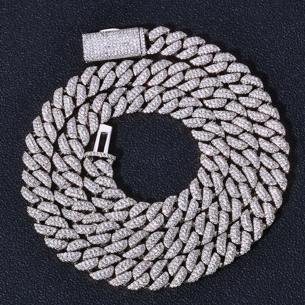 10mm Triple-Row Moissanite Cuban Link Chain for Men – S925 Sterling Silver High-Quality Luxury Hip Hop Necklace - CaratixJewelry