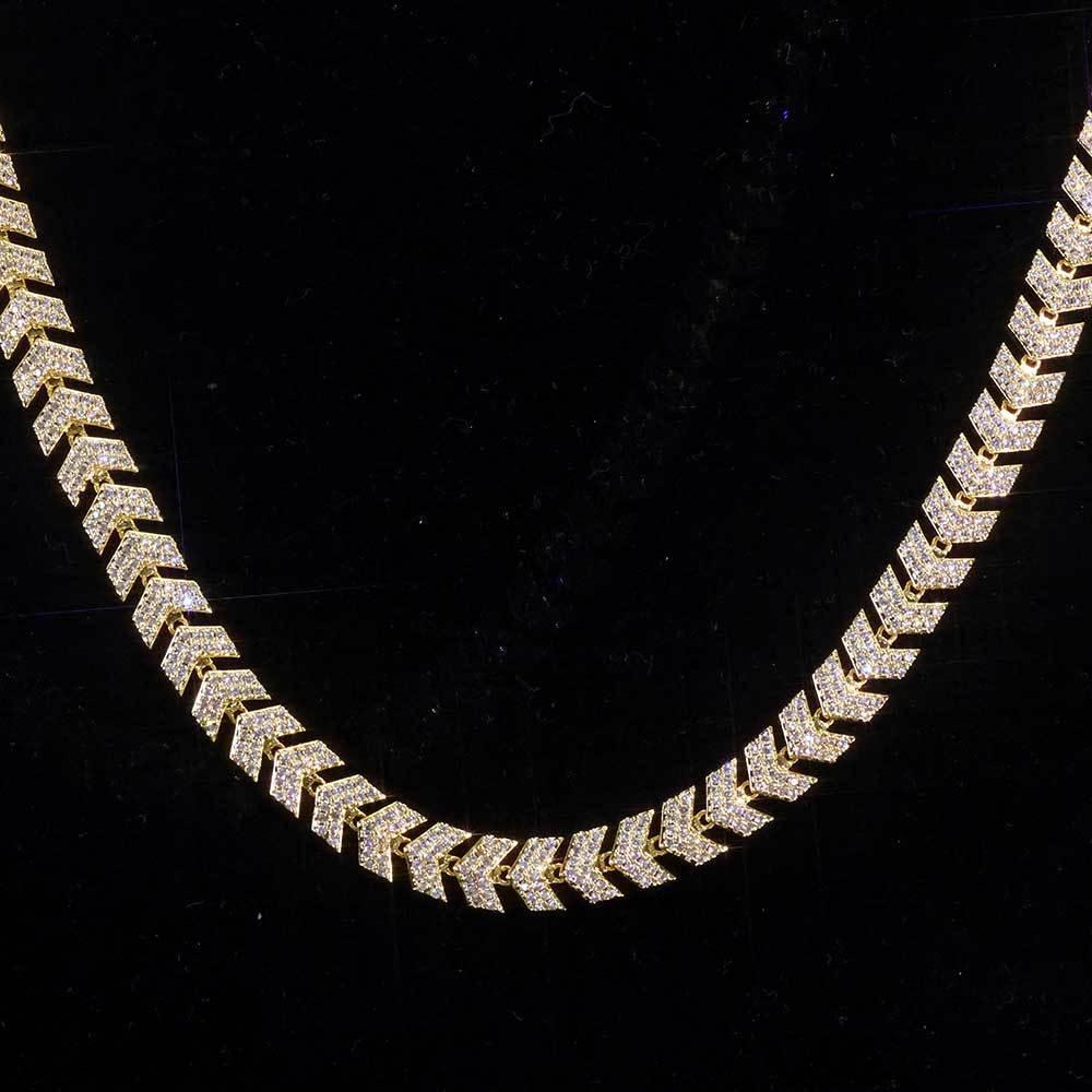 Custom Iced Out Fishbone Link Necklace | Minimalist Hip Hop Jewelry for Men | Caratix - CaratixJewelry