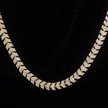 Custom Iced Out Fishbone Link Necklace | Minimalist Hip Hop Jewelry for Men | Caratix - CaratixJewelry