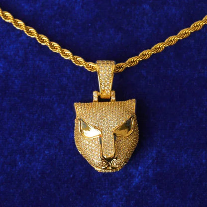 Iced Out 3D Panther Head Pendant | Men's Fierce Leopard Necklace | Premium Copper CZ Wild Cat Jewelry | Apex Predator Bling | Caratix - CaratixJewelry