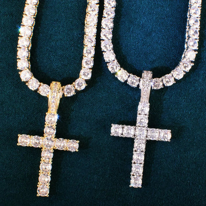 Claw-Set CZ Cross Pendant | Rock Nightclub Men’s Necklace - CaratixJewelry