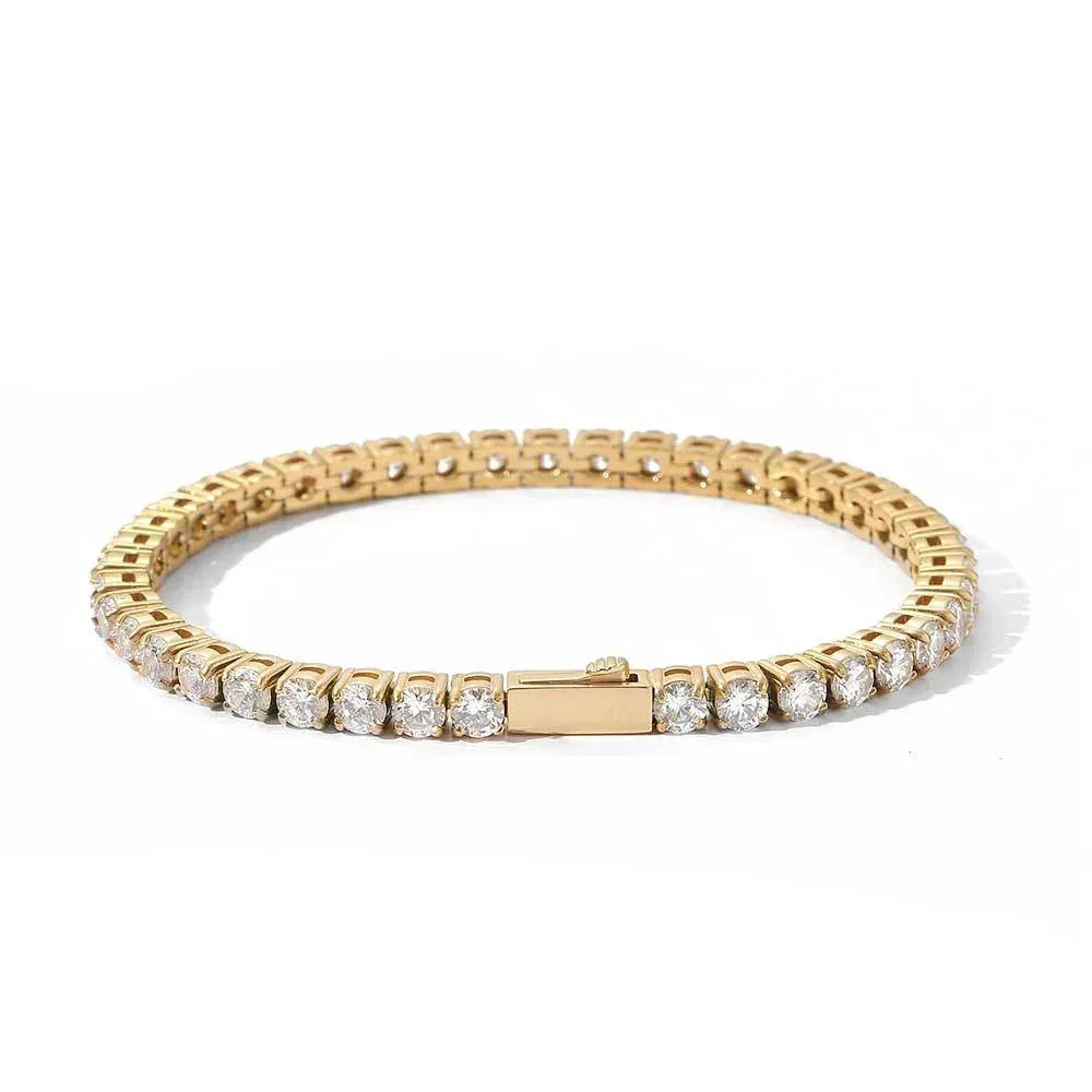 4mm Zircon Tennis Chain Bracelet with Spring Clasp Stainless Steel for Men | Caratix Jewelry - CaratixJewelry