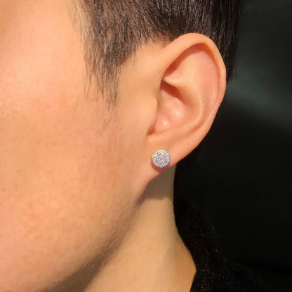 Small Round Iced Out Stud Earrings with Zircon | Creative & Trendy Hip Hop Jewelry | Caratix Jewelry - CaratixJewelry