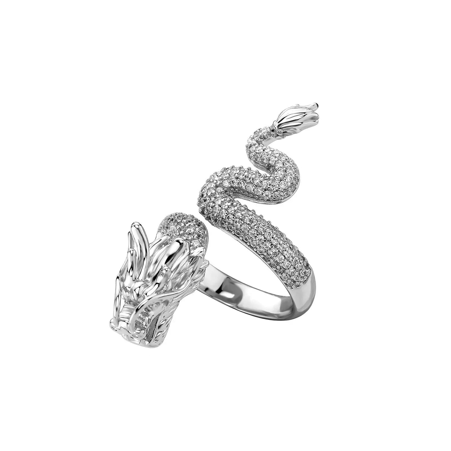 Black Dragon Ring for Men | Neo-Chinese Mythical Serpent Band | Caratix