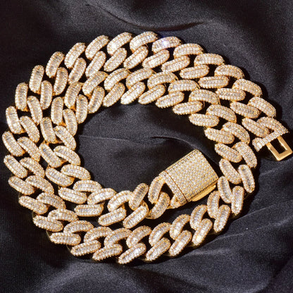 15mm Iced Out Cuban Chain Necklace with Micro-Pave Zircon - CaratixJewelry