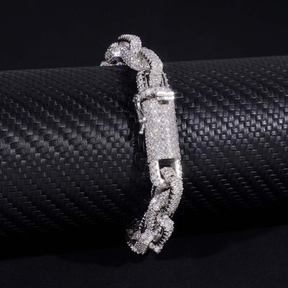 10mm Moissanite Cuban Link Bracelet with Figure-8 Clasp – S925 Sterling Silver Iced-Out Hip Hop Men’s Streetwear Jewelry - CaratixJewelry
